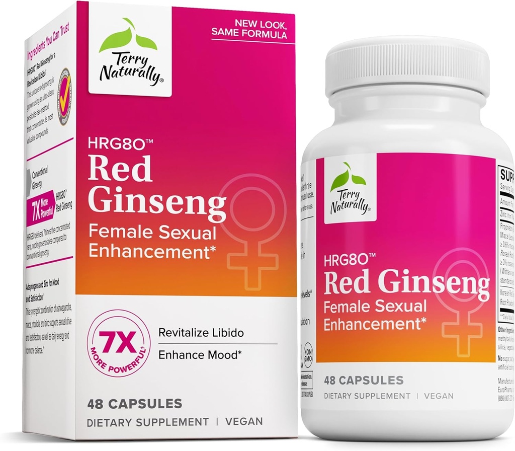 טרי באופן טבעי HRG80 Red גינזנג נשים לשיפור מיני - תוספת תזונתית עבור Circulation, Endurance & Energy Support - תמיכה ב- Ashwagandha, Red גינזנג & Zinc - 48 קפסולות