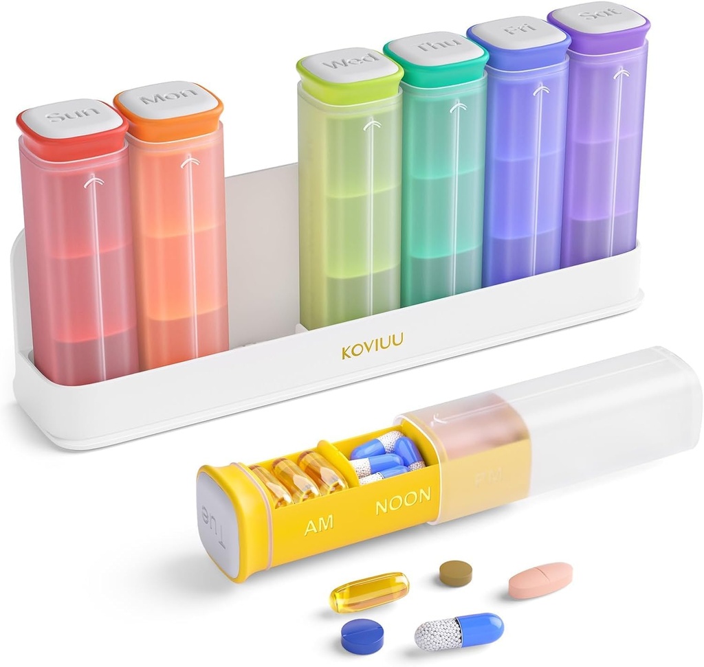 מארגנת גלולות שבועיות 1 פעם ביום (שחור) ו- Weekly Pill Productionser 3 פעמים ביום (לבן)