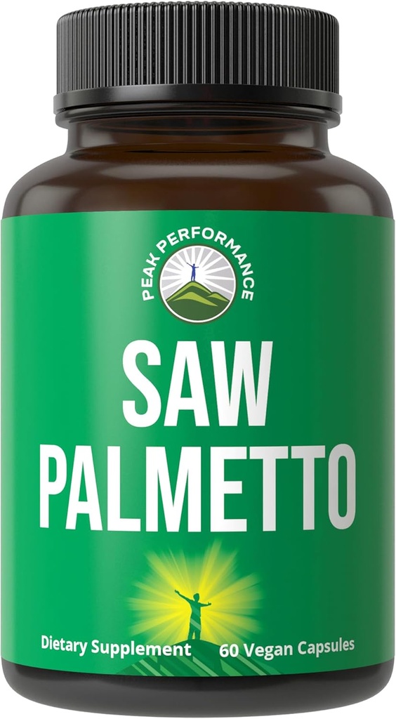 Peak Performance Saw Palmetto קפסולות לגברים ונשים 1000mg All Natural Saw Palmetto Extracts. תוספת DHT Blocker עבור נשירת שיער.