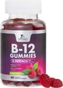 B12 ויטמינים אנרגיה חניכיים 3000 mcg - תוספת כוח B חניכיים עבור Metabolism & Immune System תמיכה - תוספת דיאטנית B12 למבוגרים & ילדים Caffeine חינם חניכיים ויטמין - 60 מסטיק