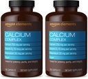 יסודות Calcium מורכבים עם ויטמין D, 250 מ"ג Calcium (3 לכל משרת), טבעוני, 195 קפסולות (Packaging May Vary), תומך עצמות חזקות ובריאות החיסון (Pack of 2)