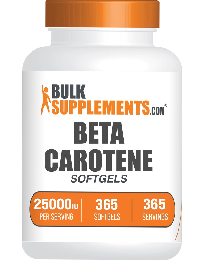 BulkSupplements.com Beta Carotene 25000 IU Softgels - ויטמין A תוסף, Beta Carotene תוספי - עבור תמיכה בעין, Gluten Free, 1 Softgel לכל המשרת, 365 Count (Pack של 1)