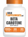 BulkSupplements.com Beta Carotene 25000 IU Softgels - ויטמין A תוסף, Beta Carotene תוספי - עבור תמיכה בעין, Gluten Free, 1 Softgel לכל המשרת, 365 Count (Pack של 1)