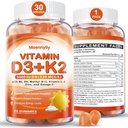 ויטמין D3 K2 חניכיים למבוגרים - ויטמין D3 5000IU + K2 (MK-7) 120mcg - סוכר חינם D3 ו K2 תוספת עם אומגה 3, Methyl B12, B9, B6, ויטמין E & Zinc - עבור Calcium Absorption & Immune Health