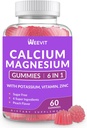 סוכר חינם Calcium חניכיים תוספת 600 מ"ג, Calcium Magnesium Zincmies עם ויטמין D3 K2, Potassium, Absorption CA Gummy עבור העצם, שיניים ושרירים