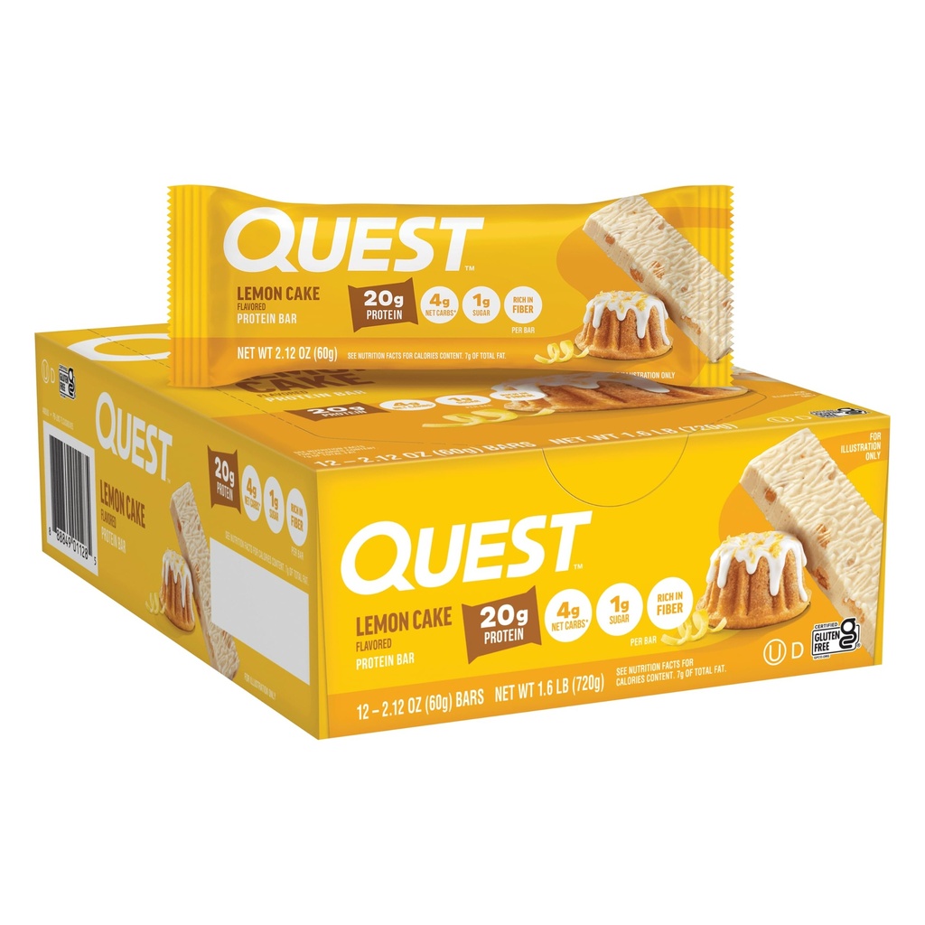 Quest Nutrition Lemon Cake Protein Bars, High Protein, Low Carb, Gluten Free, Keto Friendly, 12 Count (Pack of 1)