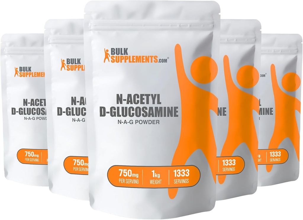 BulkSupplements.com N-Acetyl Glucosamine אבקת NAG, Glucosamine 750 מ"ג, תוסף Glucosamine - אבקת Glucosamine, גלוטן חינם, 750 מ"ג של לשרת, 5kg (11lbs) (Pack של 5)