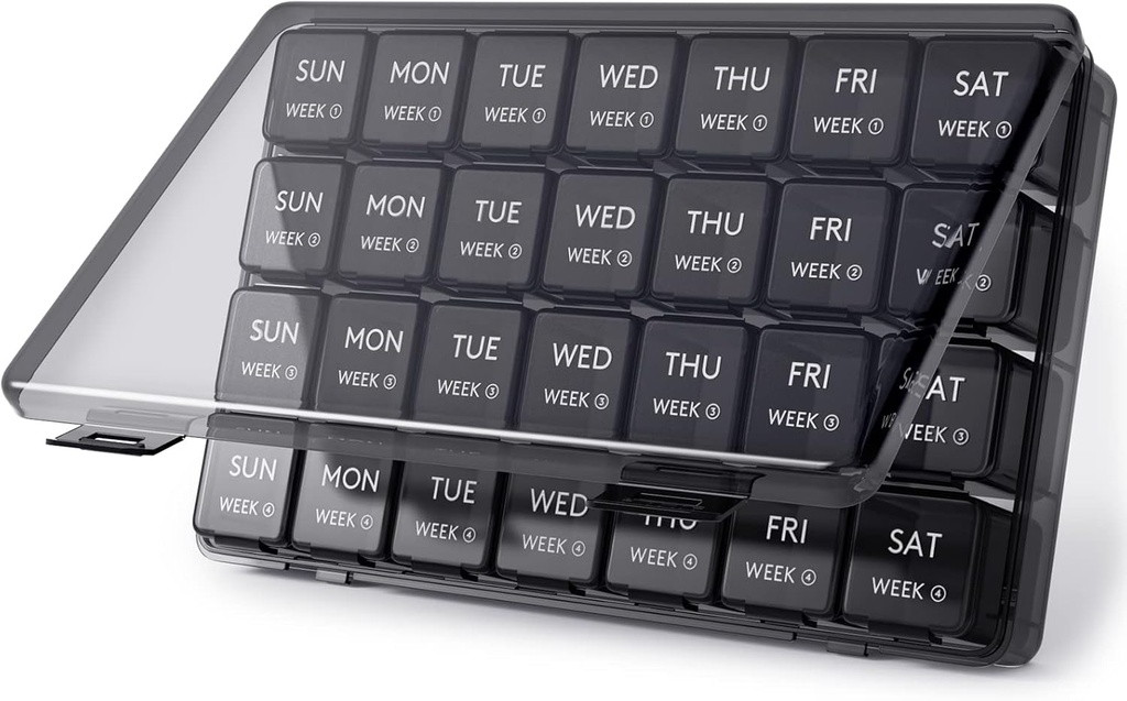 Lifewit Monthly Pill Organer, 28 Day Pill Box, 4 Weeks One Month Pill Cases, מארגן תרופות השוואתי גדול עבור ויטמינים, שמן דגים, תוספים