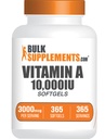 BulkSupplements.com ויטמין A 10000 IU Softgels - כמו Retinyl Palmitate, ויטמין A תוסף - עבור תמיכה ב- Eye & Immune, Gluten Free, 1 Softgel לכל משרת, 365 Count (Pack of 1)