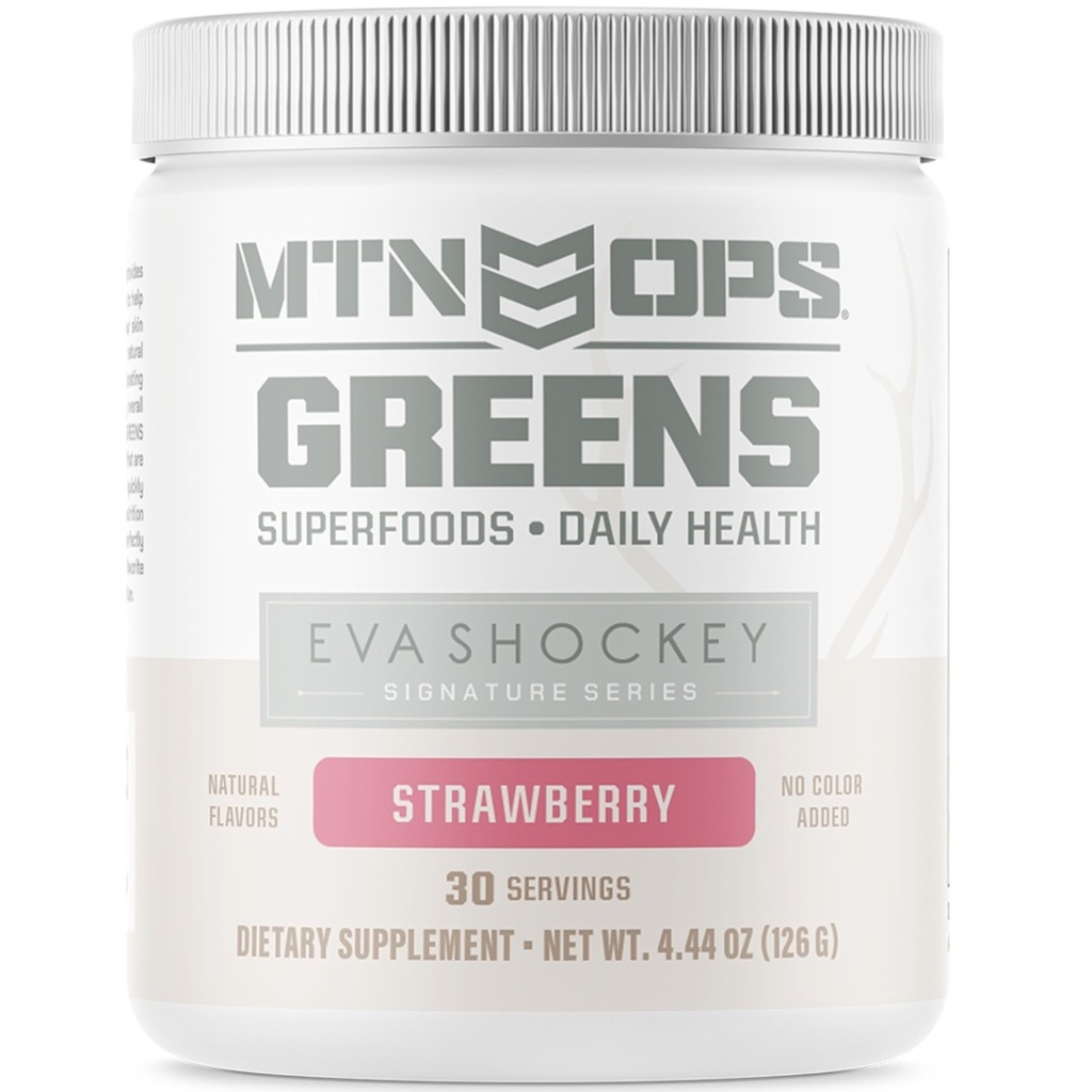MTN OPS אווה Shockey Signature Series Super Greens Organic Super Foods, Strawberry, 30 משרתים, Strawberry, 4.4 Ounce