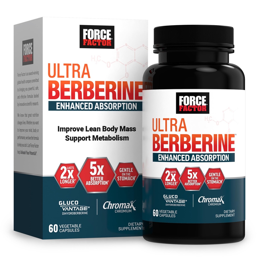 עבור FACTOR Ultra Berberine Enhanced Absorption, עם Ceylon Cinnamon, Dihydroberine & Chromium, 5X Absorption, 2X Longer Lasting, לקדם את Lean Body Mass, 60 קפסולות ירקות