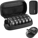 Serfeymi® Travel Pill Productionser 2 Times A Day AM PM שדרג את Black Pill Box 7 Day עם Portable Zipper Canvas Pill Case, מארגנת תרופות עבור גלולות, ויטמינים, תוספים, שמן דגים - שחור 01