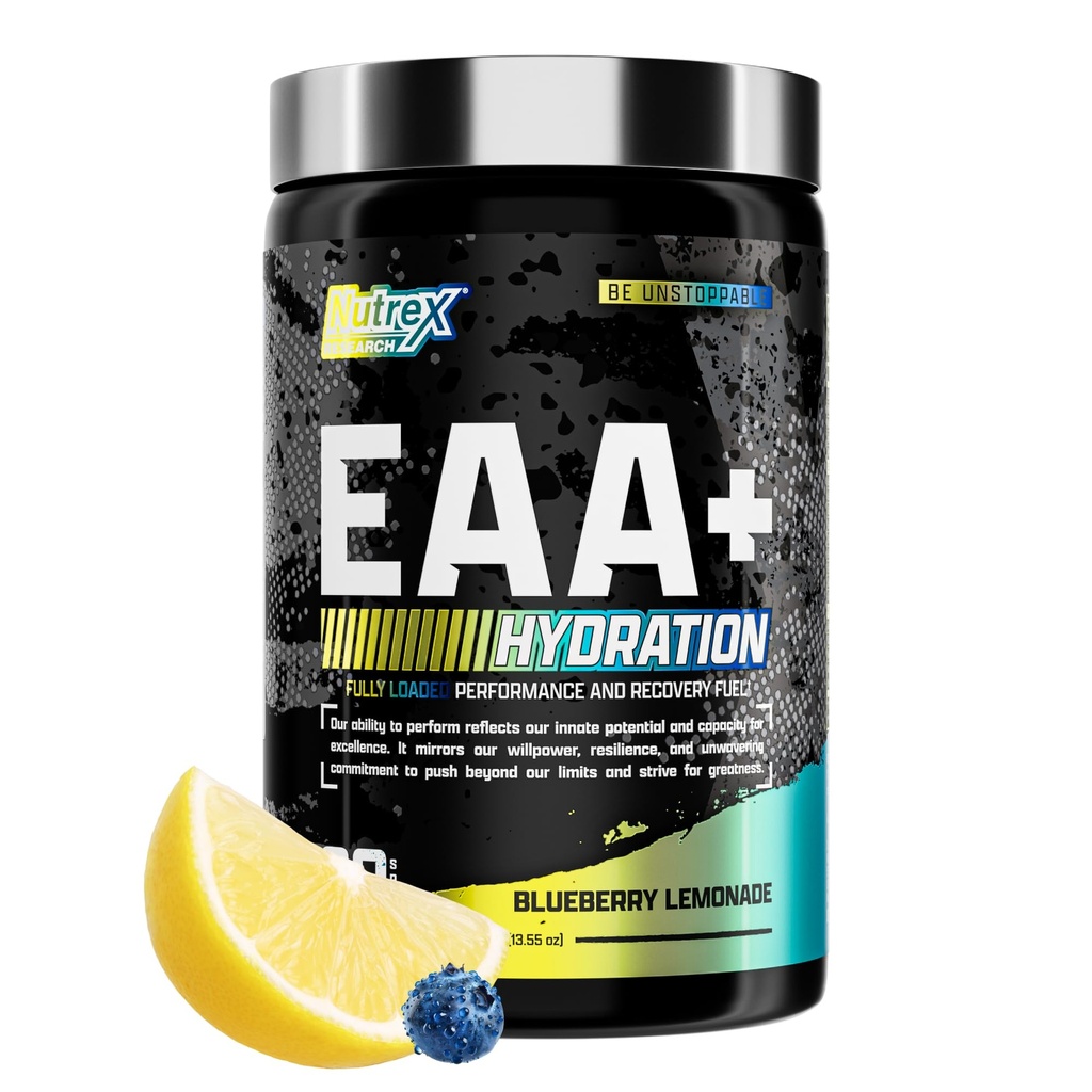 Nutrex Research EAA hydrotion | EAAs + BCAA אבקה | שריר התאוששות, כוח, בניית שרירים, אנדורנס | 8G Essential Amino Acids + Electrolytes | Blueberry Lemonade 30 משרתים