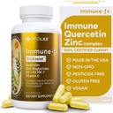 Immune-fxTM Advanced Chelated Zinc Ionophore Immune Support & Allergy Health Supplement, Quercetin 500 מ"ג, Antioxidant ויטמין C, D3, K2 MK7, מקדם DNA, לב, Lung, Sinus Health, 60 קפסולות טבעוניות