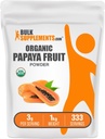 אבקת הפירות של BulkSupplements.com Organic Papaya - אבקת פלאדורינג, שמקורה ב- Carica Papaya פירות - Gluten Free, 3g לכל משרת, 1kg (2.2 lbs) (Pack of 1)
