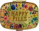 Happy Pills Pill Productionser Metal Pill Case Travel Friendly Portable Pill Box Container to Hold Tylenol/Vitamins/Fish Oil/Supplements/Meds/Tablet for Purse/Pocketet