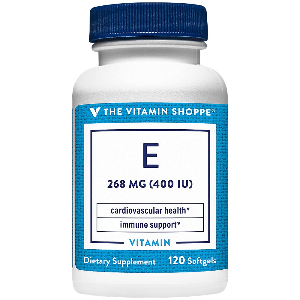 The Vitamin Shoppe Vitamin E 400IU - Antioxidant Support for Skin Health & Immune Function, Daily Vitamin (120 Softgels)