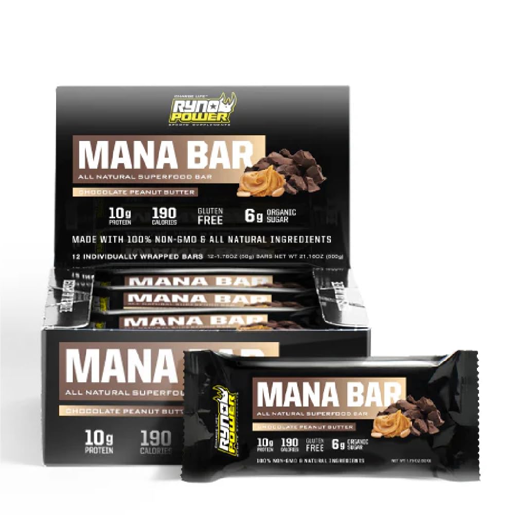 "Ryno Power Mana Protein Bar Caddy (12 Servings) 'Chocolate Peanut Butter'