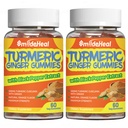 Turmeric Curcumin Gummies 500 מ"ג, עם תמצית שורש Turmeric, ג'ינג'ר Root, Black Pepper Extractidant Support, Orange Flavor Gummies, 60 Count (Pack of 2)