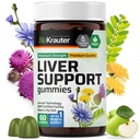 BIO KRAUTER Liver Gummies - 60 צ'אדות טבעוניות w/Milk Thistle, Dandelion Root for Liver Cleanse & Detox - 80% Silymarin