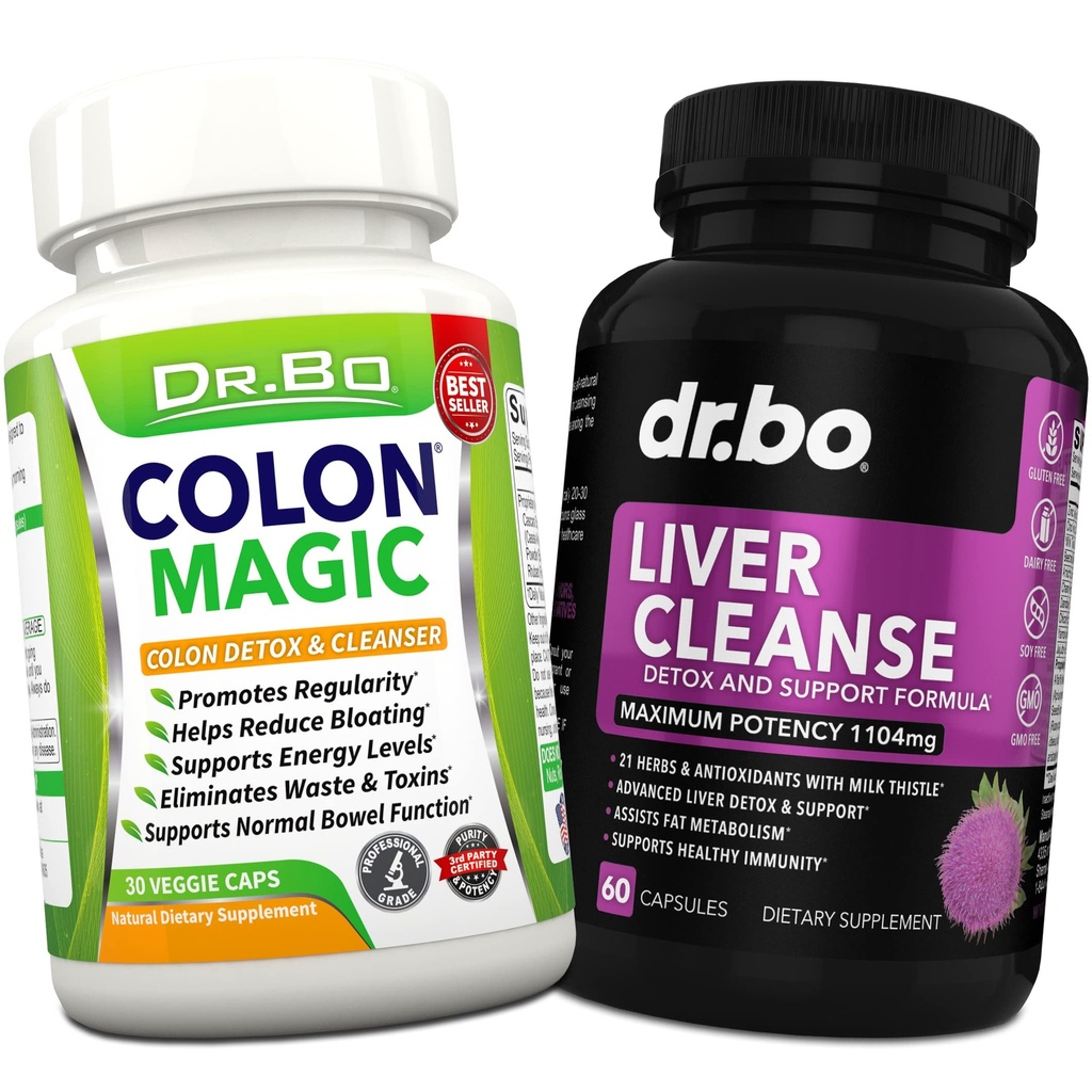 קולון ניקוי ו- Liver Lightse Detox תומך תוסף - Natural Bowel Cleanser Pills for Intestinal Bloating & Daily Constipation Relief - Milk Thistle Dandelion Caps & Gallbladders