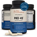 Live Conscious PRO45 Probiotics for Women & Men: Wideve Formula, 45 מיליארד CFU, 11 סטרינס, חלב חינם - W / פרביוטיקה ופרוביוטיקה - מקדם Immune & Gut Health - 30 Veggie Caps