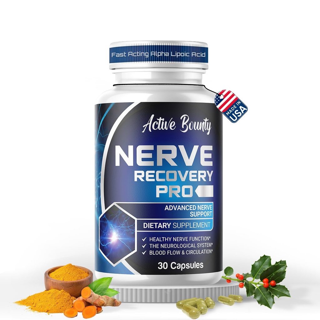 Nerve Recovery Pro - תוספת תמיכה עצבית עם Alpha Lipoic Acid, Turmeric & Acetyl-L-Carnitine - תומך בתפקוד עצבי בריא, Circulation & Blood Flow - 30 קפסולות - 1 Pack