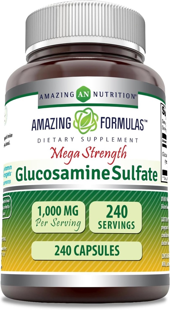 פורמולה מדהימה Glucosamine Sulfate 1000 מ"ג תוספי תזונה | Non-GMO | Gluten Free | Made in USA (240 Count)