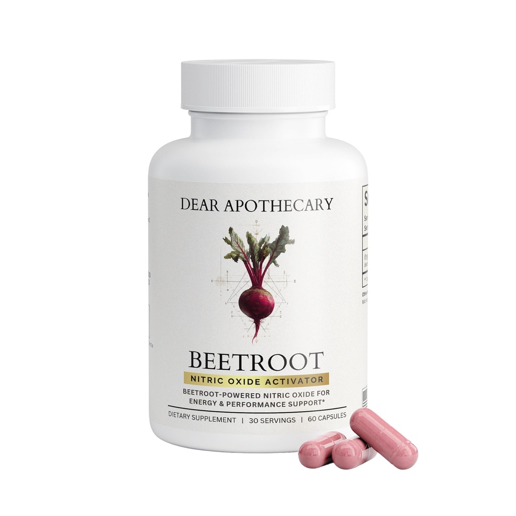 Organic Beetroot Capsules | 1300mg Beet Root Powder | Nitric Oxide Precursor | 60 Vegetarian Capsules | Non-GMO, Gluten Free, Vegan