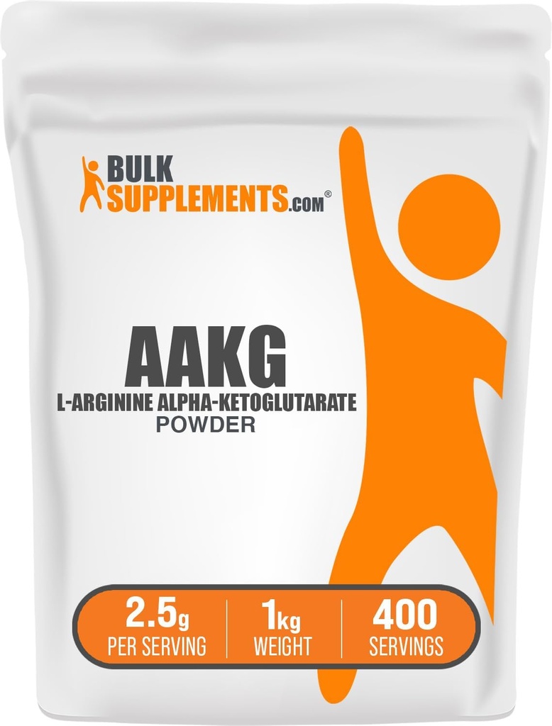 BulkSupplements.com AAKG אבקת - תוסף Arginine AKG, Nitric Oxide תוסף, Unflavored & Gluten Free, 2.5g לכל משרת, 1kg (2.2 lbs) (Pack of 1)