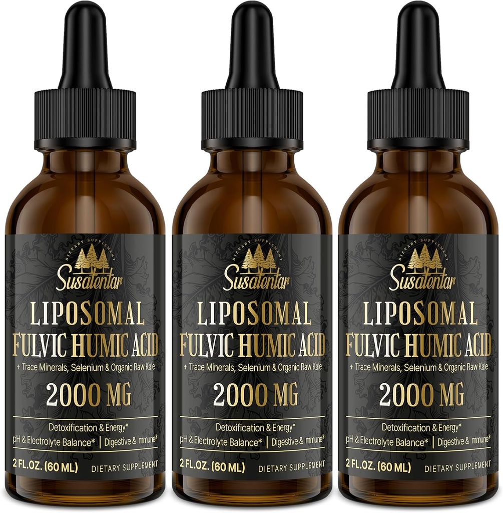 Trace מינרלים Electrolytes Drops 2000 MG | נוזל Liposomal Fulvic Acid תוסף | 85+ Trace מינרלים | הידרציה | Detoxification | אנרגיה | pH | איזון | Immunity | 6 Oz