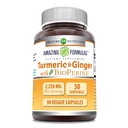 פורמולה מדהימה Turmeric Curcumin & ג'ינג'ר עם תוסף BioPerine | 2250 Mg | 90 Veggie קפסולות | Non-GMO | Gluten Free | Made in USA