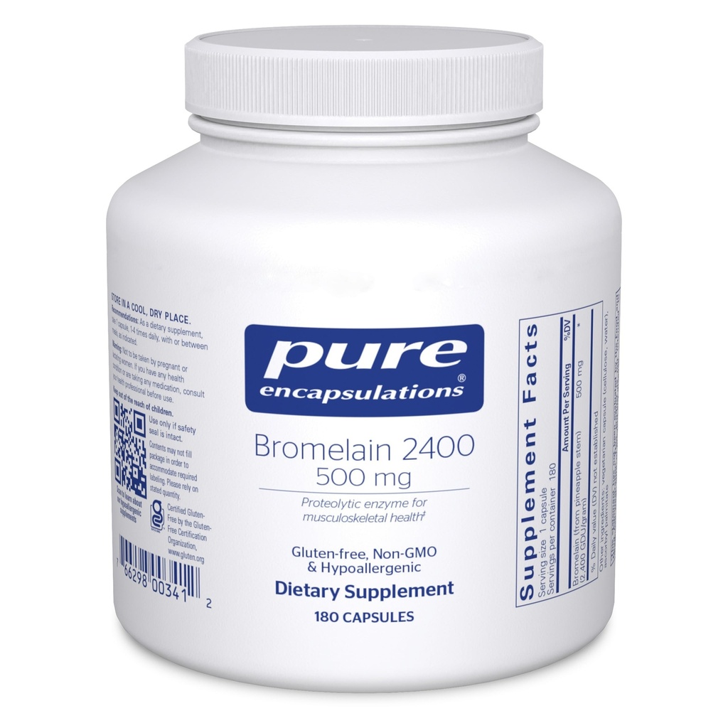 Pure Encapsulations Bromelain 2400 500 מ"ג - עבור תמיכה מזיקה בריאות Musculoskeletal - תמיכה משותפתs & שריר התאוששות * - Proteolytic Enzy - טבעוני - 180 קפסולות