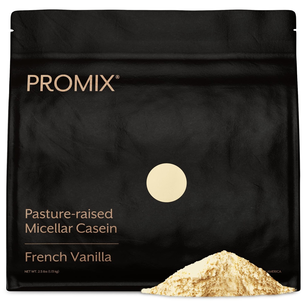 אבקת חלבון ProMix Nutrition Casein - Grass Fed, Pasture גדל, שחרור איטי Micellar Casein - Gluten-Free - Vanilla, 2.5 פאונד (Pack of 1)