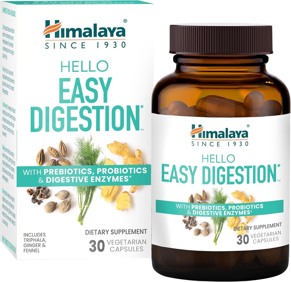 Hi Easy Digest, Digestive Enzymes עם 2 מיליארד CFU Probiotics ו Prebiotics, Plus 100 מ"ג Herbal Digestive תמיכה עם ג'ינג'ר, Fennel & Triphala, 30 קפסולות צמחוניות