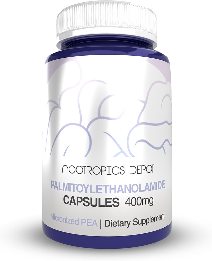 Nootropics Depot Palmitoylethanolamides | Pea | 400 מ"ג גלולות | 60 Count | תמיכה ב- Discomfort Relief