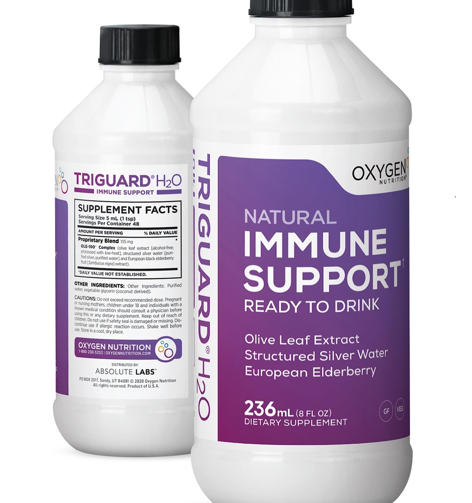 Triguard Plus Colloidal Silver Water, Sambucus Elderberry Extractberry לחלץ, 3in-1 נוזל תמיכה מוכן לשתות | Powerful Immune System Booster