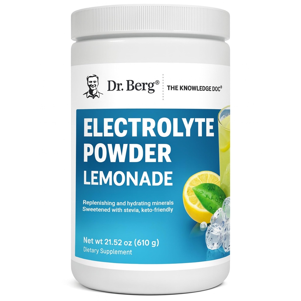 Dr. Berg Zero Sugar hydrotion Keto Electrolyte אבקת - Enhanced w / 1000 מ"ג של Potassium & Real Pink ההימלאיה הורוד (NOT Table Salt) - Lemonade Flavor hydrotion drink Mix תוסף - 100 משרתים