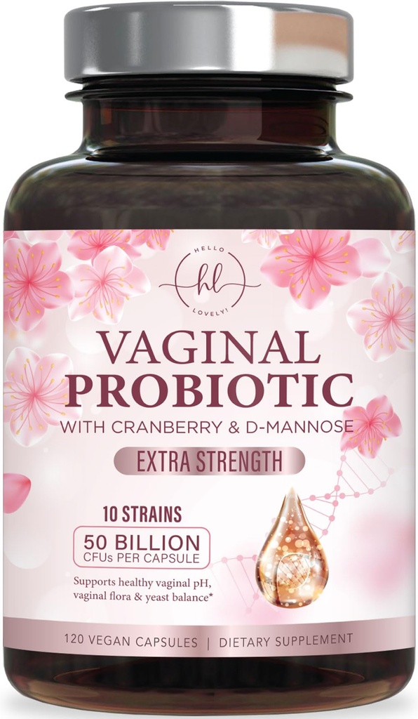 Vaginal Probiotics for Women - Gently Support Feminine Health, pH Balance, Healthy Odor & Vaginal Flora - 50 Billion CFU per Capsule - Improved Formula with Lactobacillus & Cranberry - 120 Capsules
