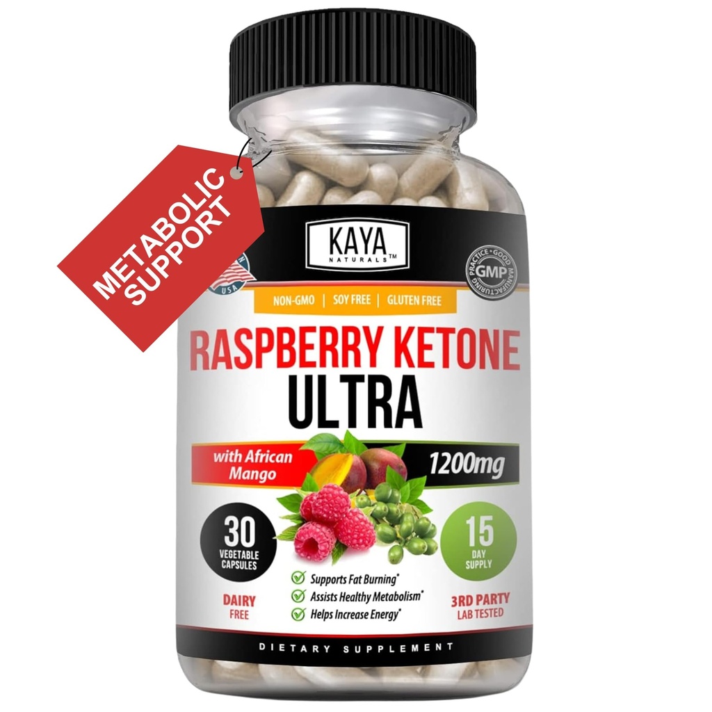 Kaya Naturals Keto Diet Raspberry Ketone - אובדן משקל, Appetite Control, Boost Metabolism - 30 Count...