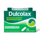 Dulcolax Stimulant Laxative Medicated Suppositories, צפוי ויעיל Constipation הקלה, Bisacodyl 10 מ"ג, 28 Count, Stimulant Laxatives