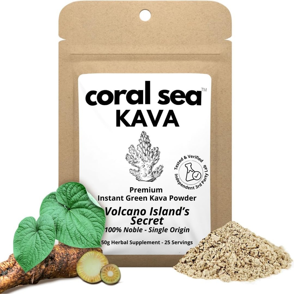 מיד Kava Kava לשתות אבקת תה ואןuatu Noble Kava Root - Nootropic Drink Quick Pocket Sized Caffeine חינם Authentic Bitter Flavor - הר הגעש של האי 25 המשרתים