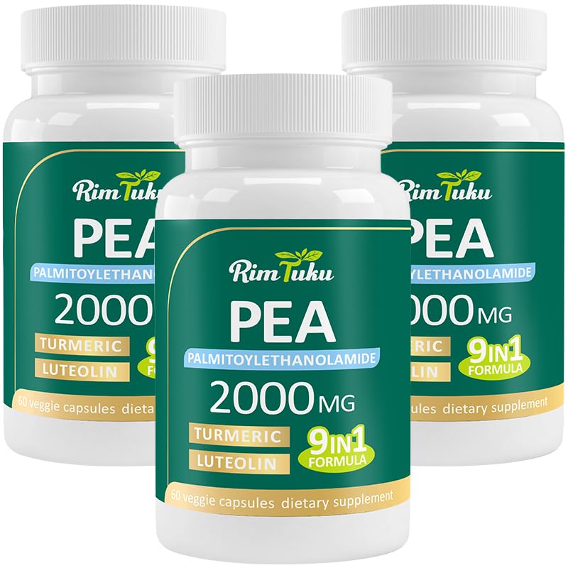 Liposomal Palmitoylethanolamide 2000MG + Luteolin 200MG + Turmeric 200MG & Fisetin 100MG, Micronized Pea 99% Highly Purified Enhanced Absorption Pea Supplement, 180 Capsules