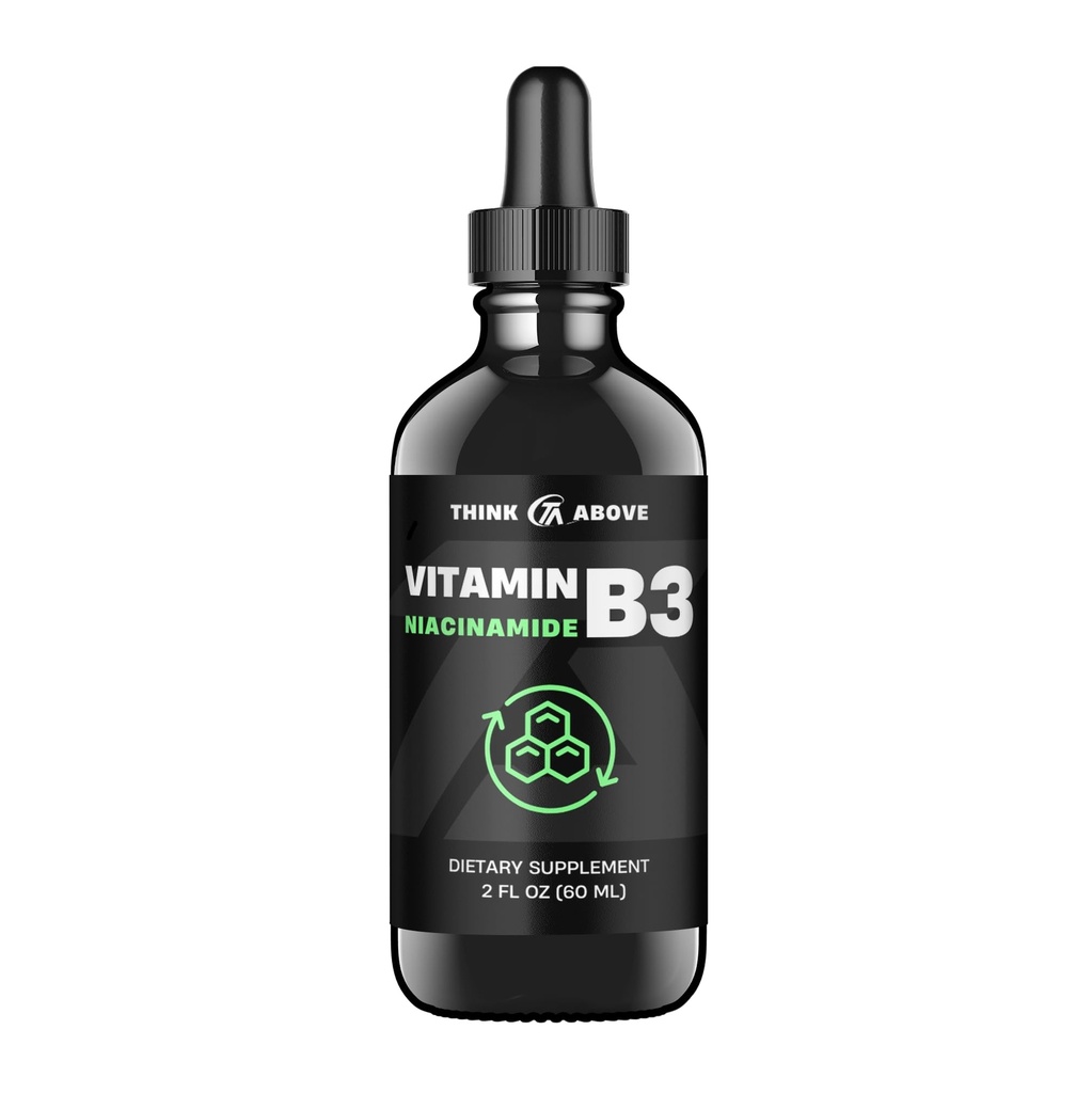 ויטמין B3 Niacinamide נוזל - non Flush Form של B3 Niacin - ויטמין B3 Niacinamide טיפות לנשים וגברים - Easy to Swallow 2oz (60 מ"ל)