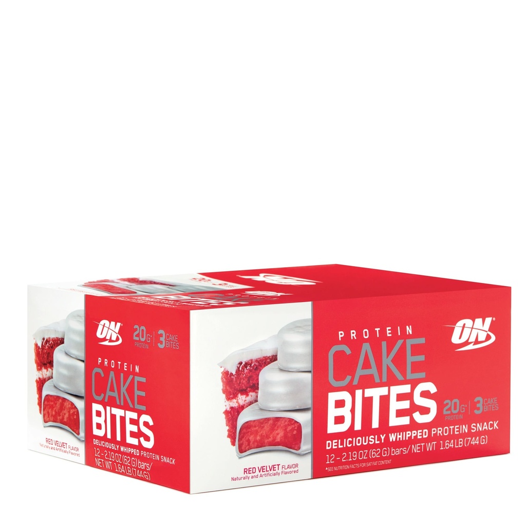 Optimum Nutrition Protein Cake Bites, Whipped Low Sugar Protein Bar, Flavor: Red Velvet, 12 Count