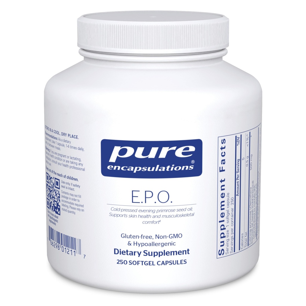 תכונות טהורות E.P.O. (אפילו שמן פרירוז) | Hypoallergenic Dietary Supplementing 9% GLA | 250 Softgel כמוסות