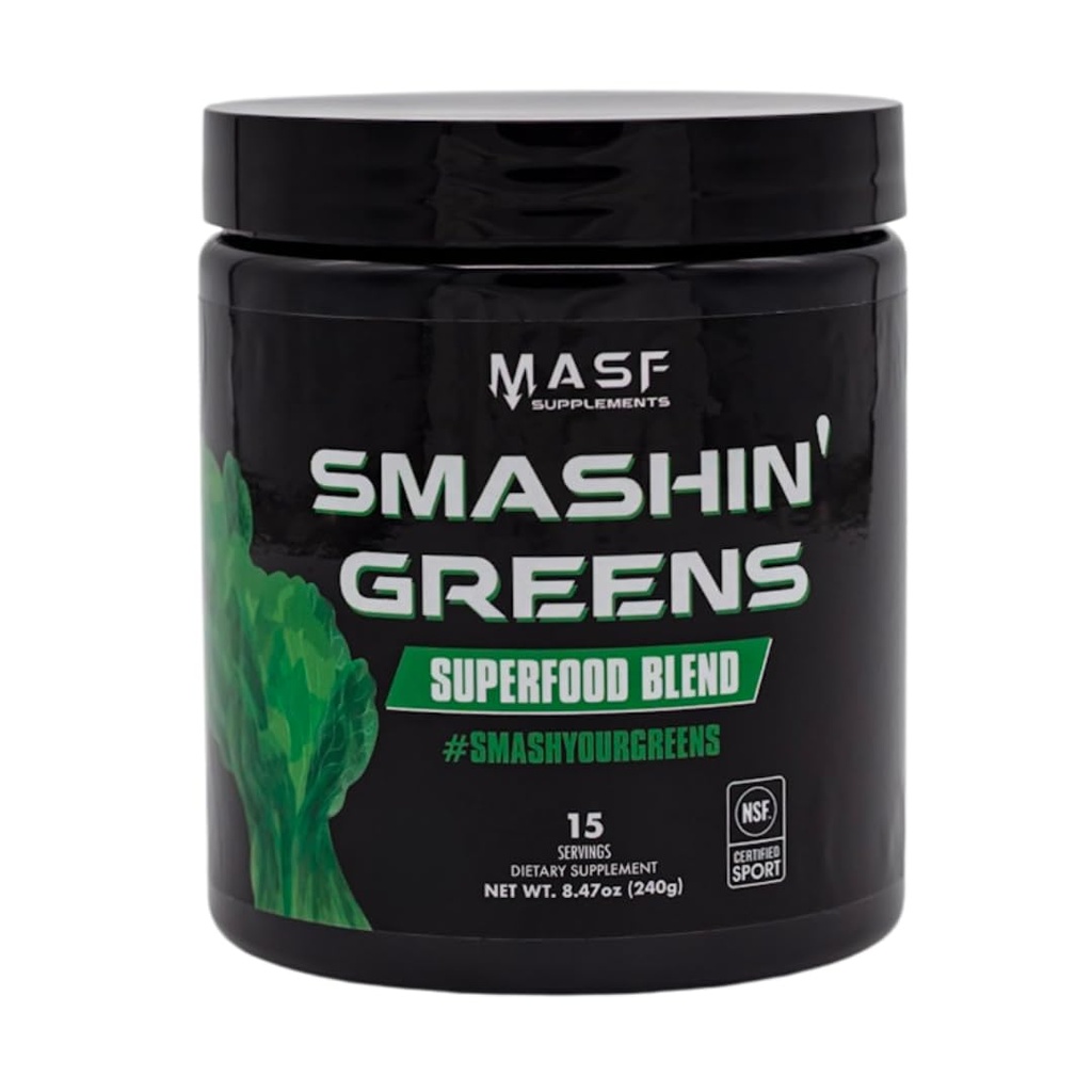MASF תוספי מזון ירוק Smashin's Superfood - 15 משרתים - Boost Energy, Immune Support, Digestive Health with Organic Grass, Spirulina, Chlorella - NSF מוסמך מוסמך מוסמך