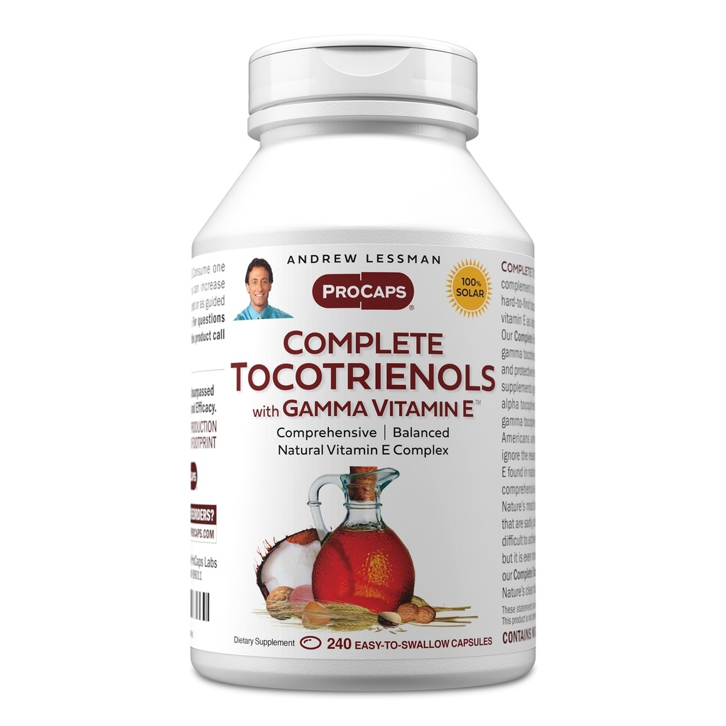 AndREW LESSMAN השלם Tocotrienols עם Gamma ויטמין E 240 Softgels - שמונה טפסים של ויטמין E (Alpha, Beta, Gamma, Delta Tocopherols ו Tocotrienols). עוצמה נגד חמצון אין תוספת