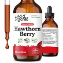 Wild & אורגני הותורן ברי Tincture 600 מ"ג - נוזל הותורן ברי תוספת לתמיכה כוללת - טבעוני, סוכר ואלכוהול חינם פירות לחלץ טיפות - 4 fl oz