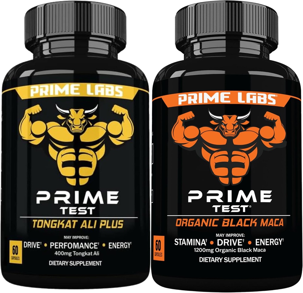 Prime Labs Tongkat Ali Plus (60 ct) + קפסולות Maca שחור אורגני (60 ct)